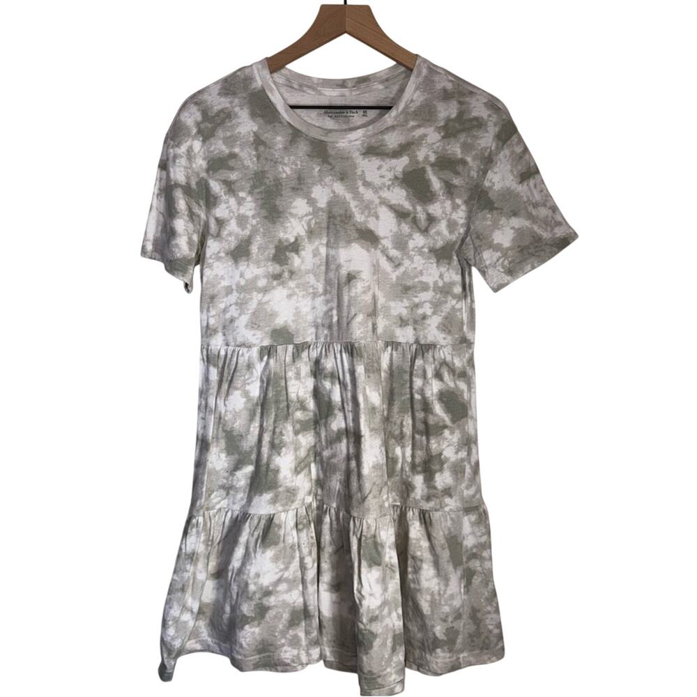 ABERCROMBIE Soft A&F Collection cotton tie dye tier spring ruffle mini dress XS